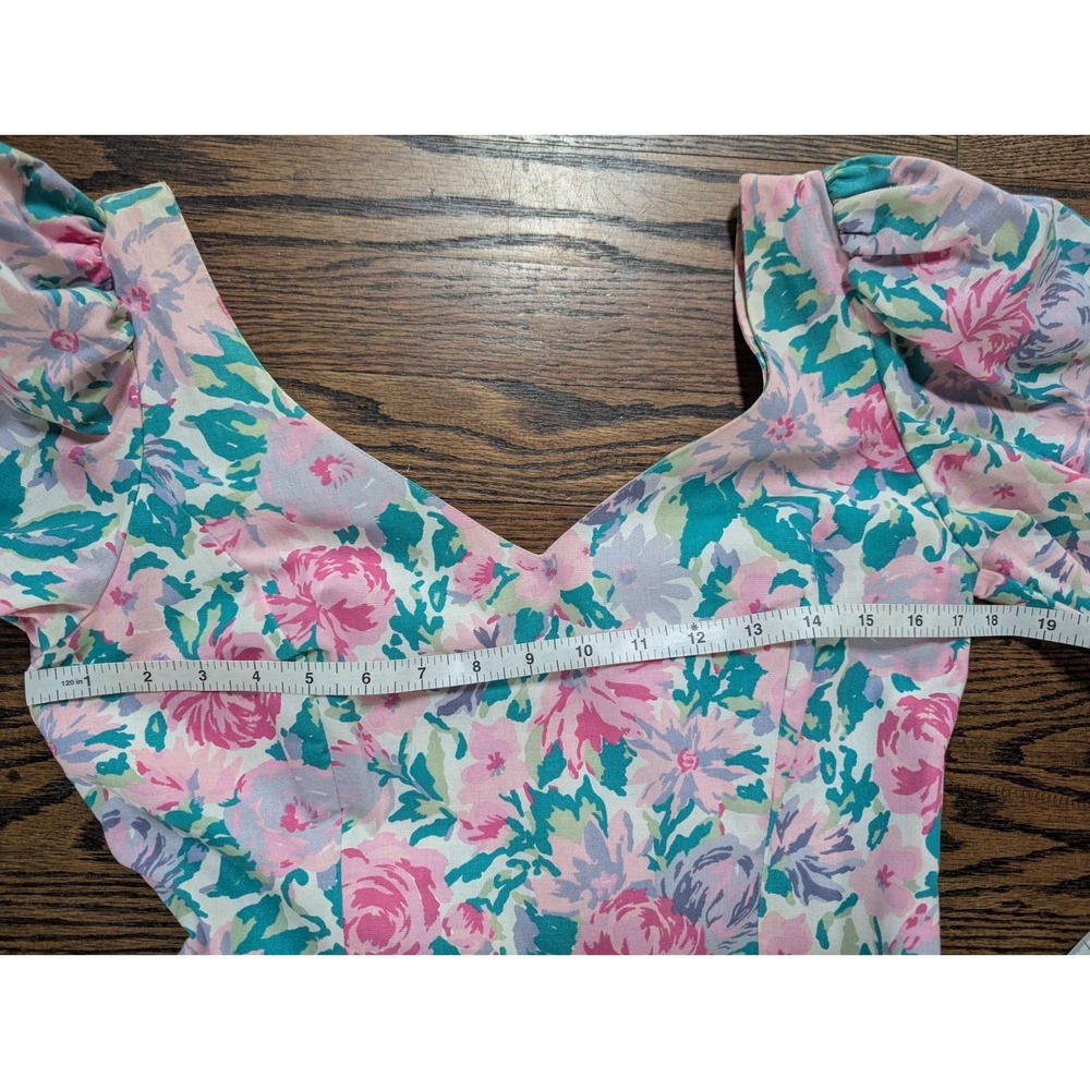 Laura Ashley Dress Womens Size 12 Floral Cottagecore Vintage Sweetheart Midi - Picture 9 of 11
